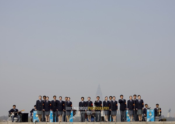 North Korean artists with their orchestra in the international Kimilsungia and Kimjongilia festival, Pyongan Province, Pyongyang, North Korea