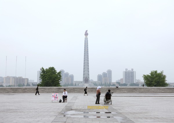 The Juche tower built to commemorate Kim il-sung's 70th birthday, Pyongan Province, Pyongyang, North Korea