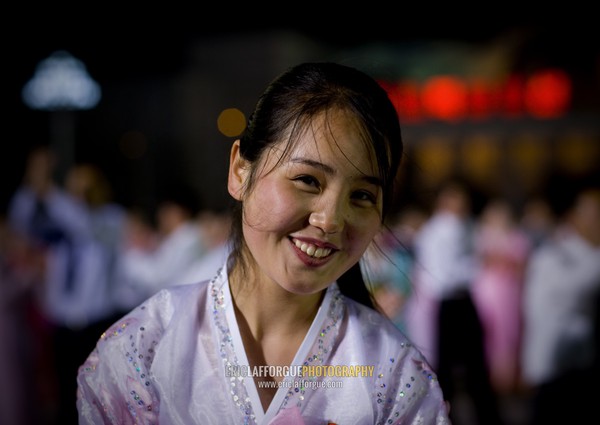 North Korean student dancing to celebrate april 15 the birth anniversary of Kim Il-sung, Pyongan Province, Pyongyang, North Korea