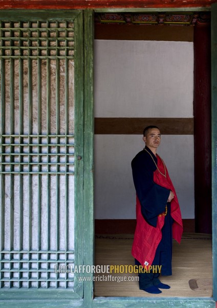 North Korean monk in Pohyon-sa Korean buddhist temple, Hyangsan county, Mount Myohyang, North Korea