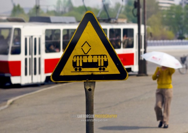 Tramway road sign, Pyongan Province, Pyongyang, North Korea