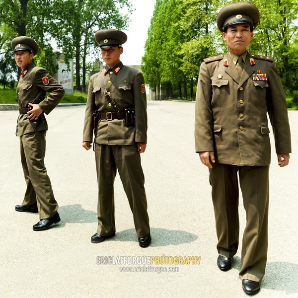 North Korean soldiers in the joint security area of the Demilitarized Zone, North Hwanghae Province, Panmunjom, North Korea