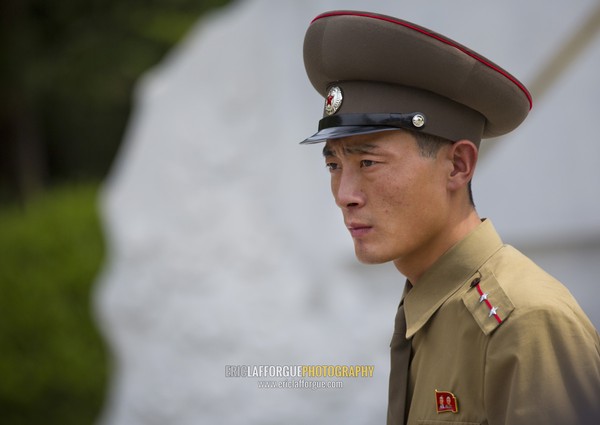 North Korean officer in the joint security area of the Demilitarized Zone, North Hwanghae Province, Panmunjom, North Korea