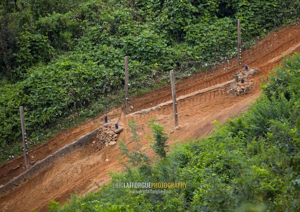 Barbed wires on the North Korean side in the Demilitarized Zone, North Hwanghae Province, Panmunjom, North Korea