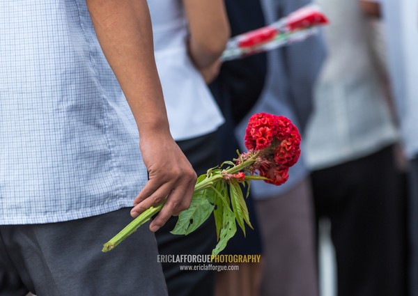 North Korean people bringing flowers to pay respect to the Leaders in Mansudae art studio, Pyongan Province, Pyongyang, North Korea