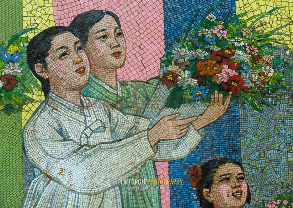 North Korean propaganda billboard, Pyongan Province, Pyongyang, North Korea