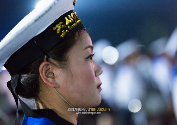 Sexy North Korean women dressed as sailors during the Arirang mass games in may day stadium, Pyongan Province, Pyongyang, North Korea