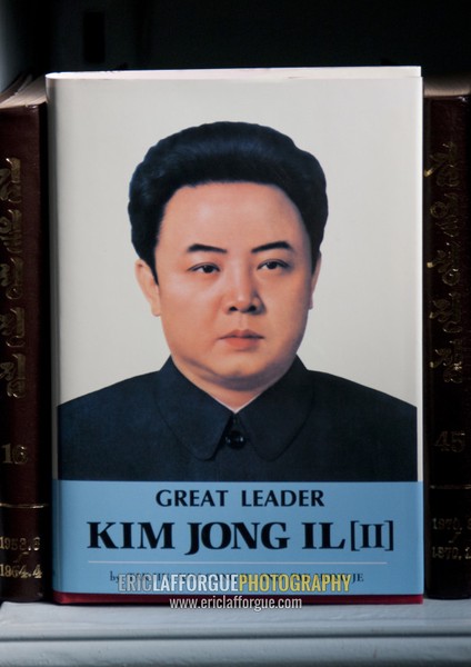 Kim Jong il book in a North Korean library, Pyongan Province, Pyongyang, North Korea