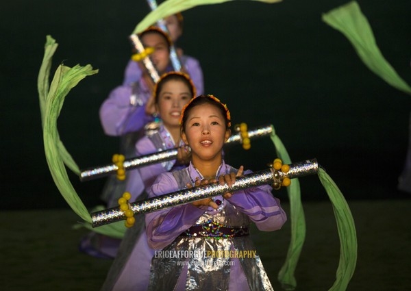 North Korean dancers during Arirang mass games at may day stadium, Pyongan Province, Pyongyang, North Korea