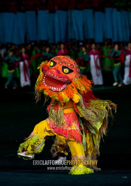 Chinese dragon during the Arirang mass games in may day stadium, Pyongan Province, Pyongyang, North Korea