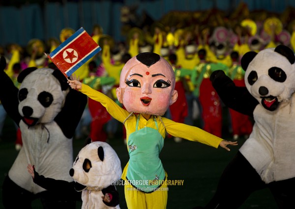 North Korea and china friendship during the Arirang mass games in may day stadium, Pyongan Province, Pyongyang, North Korea