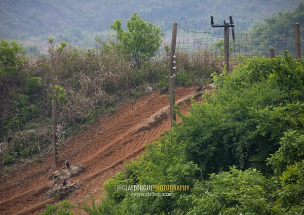 Barbed wires on the North Korean side in the Demilitarized Zone, North Hwanghae Province, Panmunjom, North Korea