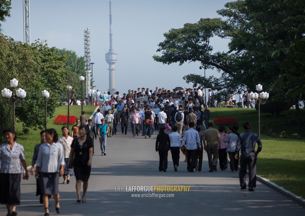 North Korean people going to pay respect to the statues of the Dear Leaders in Mansudae Grand monument, Pyongan Province, Pyongyang, North Korea