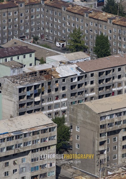 Renovated buildings seen from the top of the Juche tower, Pyongan Province, Pyongyang, North Korea