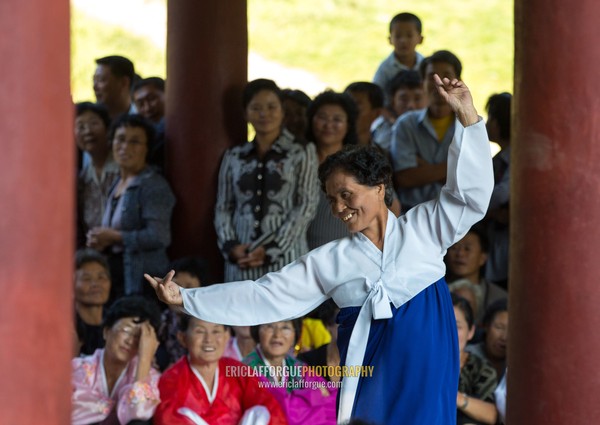 North Korean having fun in a park on september 9 day of the foundation of the republic, Pyongan Province, Pyongyang, North Korea