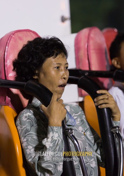 North Korean woman in an attraction in Kaeson youth park, Pyongan Province, Pyongyang, North Korea