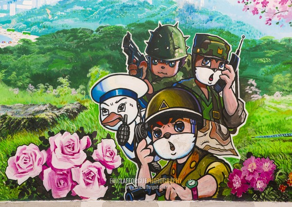 Cartoon fresco at Songdowon international children's camp, Kangwon Province, Wonsan, North Korea