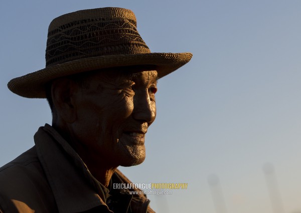 Portrait of a North Korean man with a hat, Kangwon Province, Wonsan, North Korea