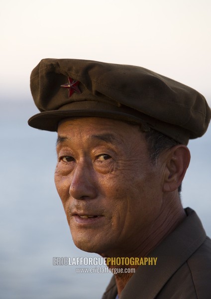 Portrait of a North Korean man with a cap, Kangwon Province, Wonsan, North Korea