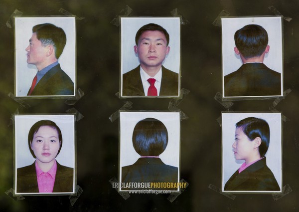 Poster depicting the hairstyles allowed in the agriculture university, South Hamgyong Province, Hamhung, North Korea