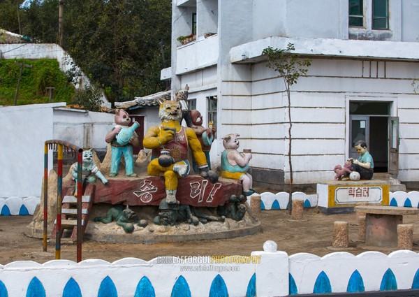 Animal statues in a children playground in a school, South Hamgyong Province, Hamhung, North Korea