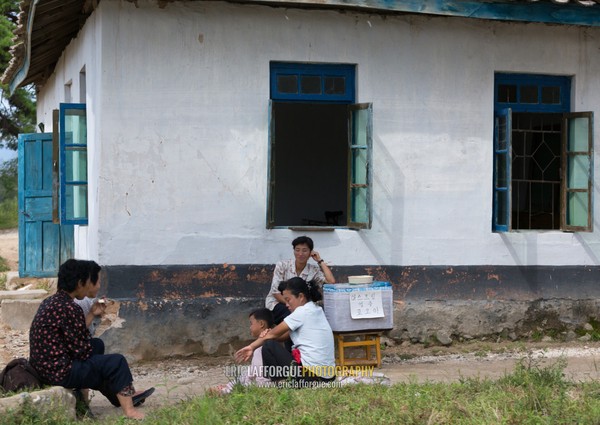 North Korean street vendor and people, South Hamgyong Province, Hamhung, North Korea