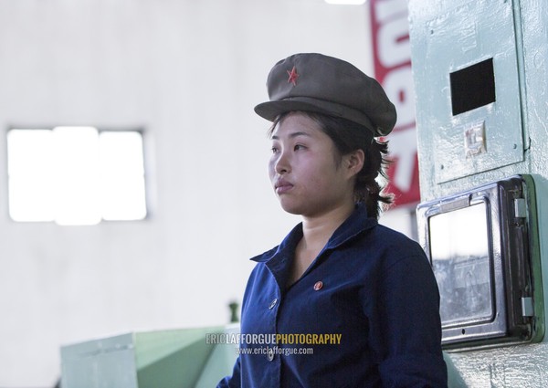 North Korean female worker at Hungnam nitrogen fertilizer plant, South Hamgyong Province, Hamhung, North Korea