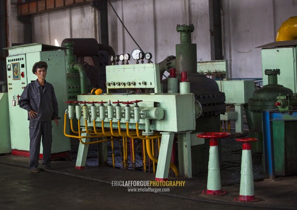 North Korean worker at Hungnam nitrogen fertilizer plant, South Hamgyong Province, Hamhung, North Korea