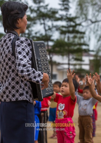 North Korean children making morning gymnastics at school, South Hamgyong Province, Hamhung, North Korea