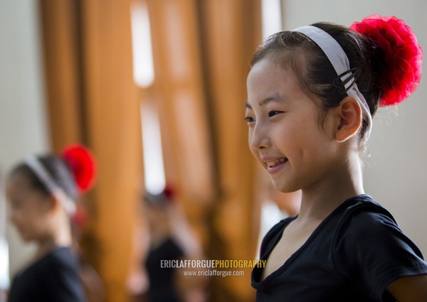 North Korean schoolgirls attend a dance class at the Mangyongdae children's palace, Pyongan Province, Pyongyang, North Korea