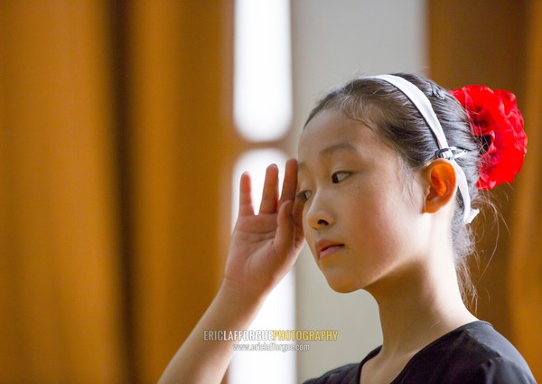 North Korean schoolgirl attends a dance class at the Mangyongdae children's palace, Pyongan Province, Pyongyang, North Korea