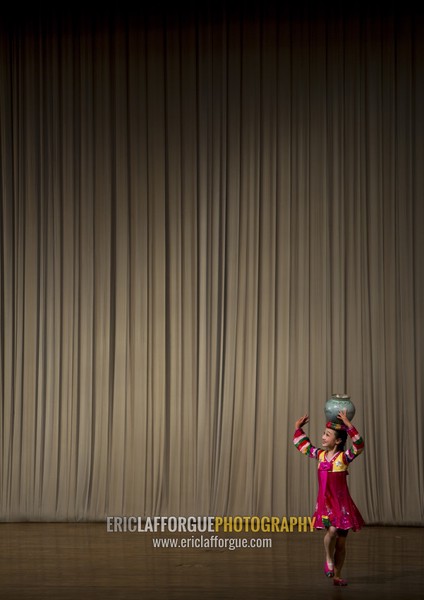 Young North Korean acrobat during a show in Mangyongdae children's palace, Pyongan Province, Pyongyang, North Korea