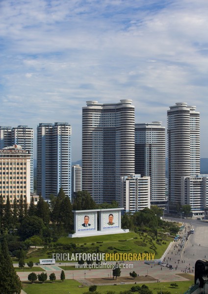 Modern apartment buildings in Changjon area, Pyongan Province, Pyongyang, North Korea