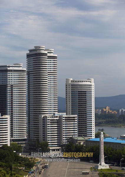 Modern apartment buildings in Changjon area, Pyongan Province, Pyongyang, North Korea