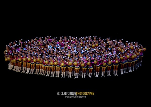 North Korean children performing during the Arirang mass games in may day stadium, Pyongan Province, Pyongyang, North Korea