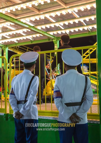 North Korean policemen at Kaeson youth park, Pyongan Province, Pyongyang, North Korea