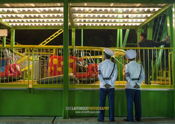 North Korean policemen at Kaeson youth park, Pyongan Province, Pyongyang, North Korea