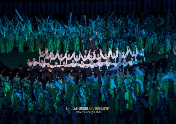 North Korean dancers during the Arirang mass games at may day stadium, Pyongan Province, Pyongyang, North Korea